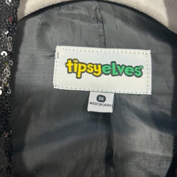 Tipsy Elves Sequin Blazer Suit Jacket Black 36 - Picture 2 of 9